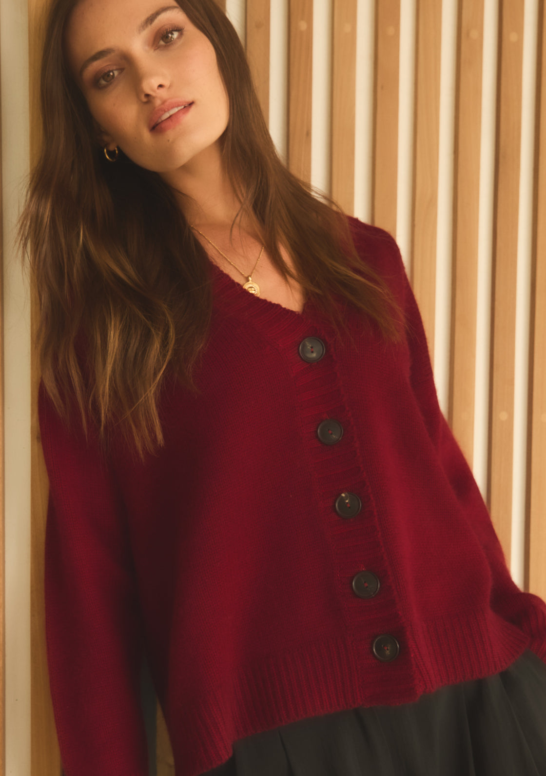 Cashmere Willow Cardigan - Ox Blood