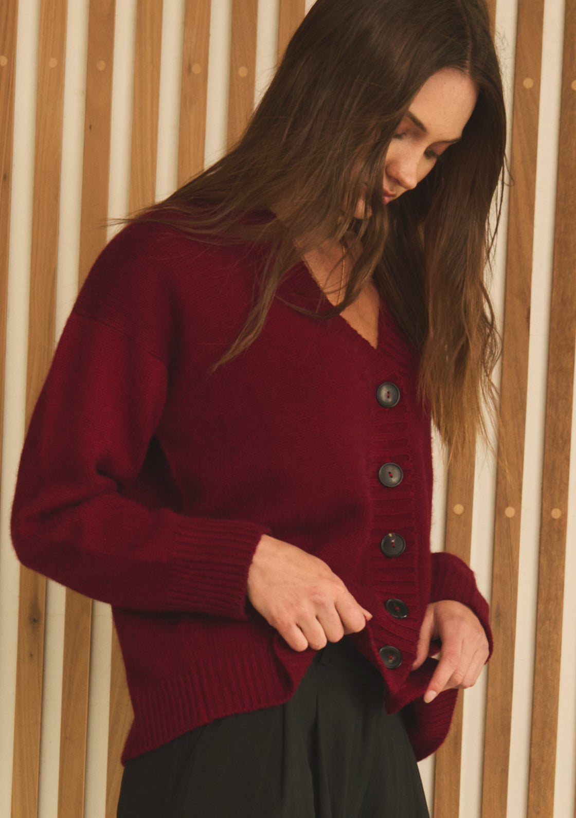 Cashmere Willow Cardigan - Ox Blood