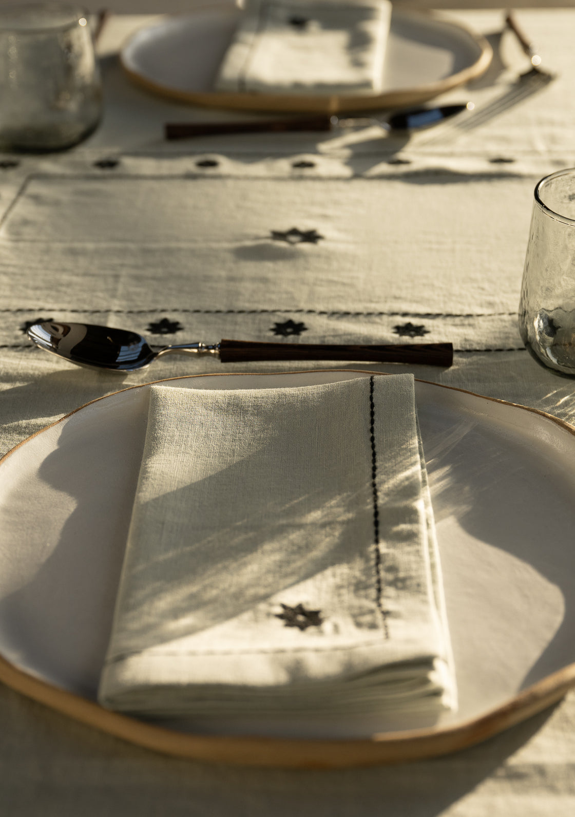 Adinkra Embroidered Linen Tablecloth