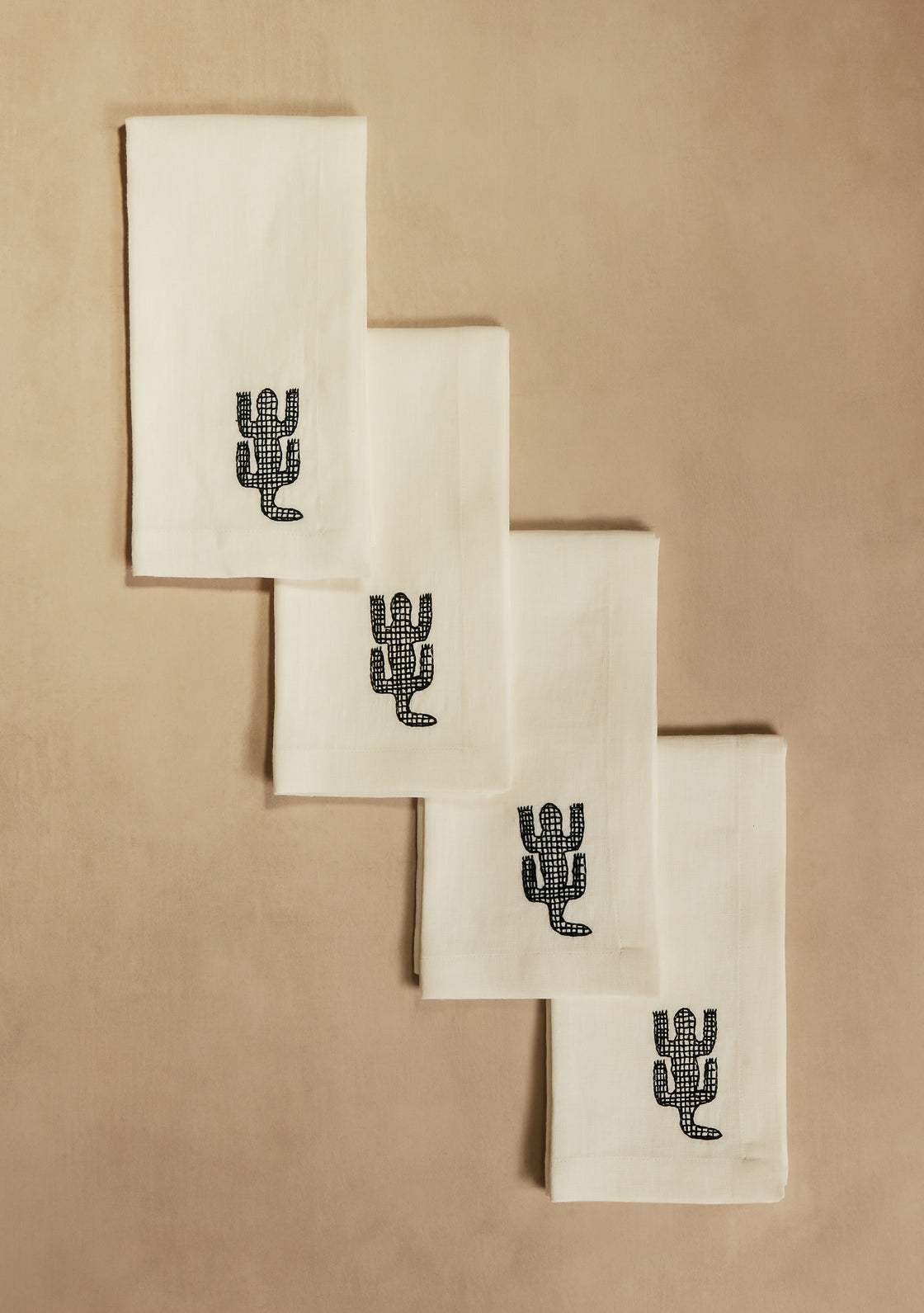 Crocodile Embroidered Linen Napkins - set of 4