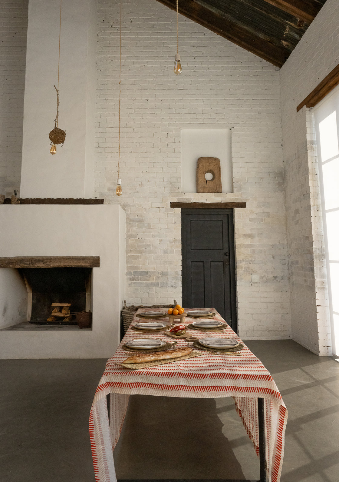 Linen Tablecloth in Burnt Leaves