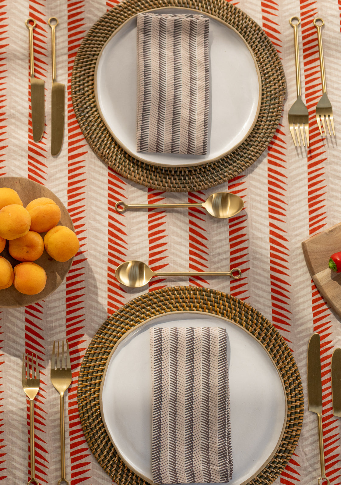 Linen Tablecloth in Burnt Leaves