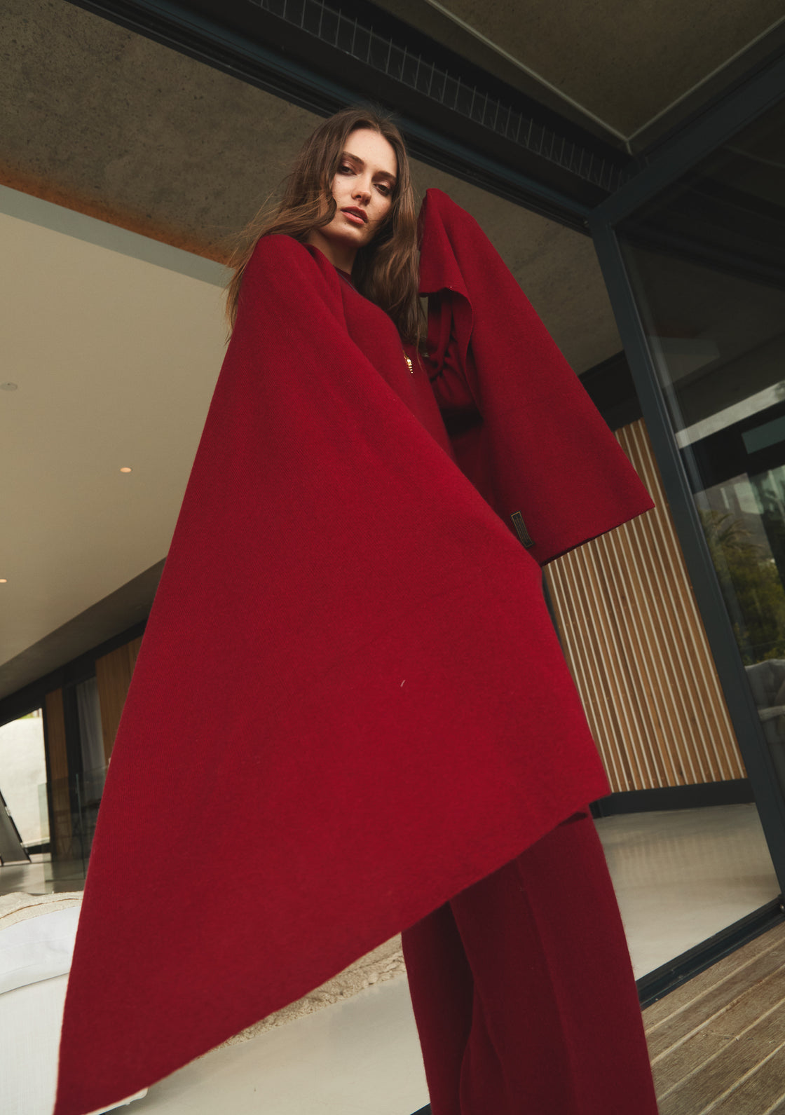 Oversized Cashmere Travel Shawl - Ox Blood