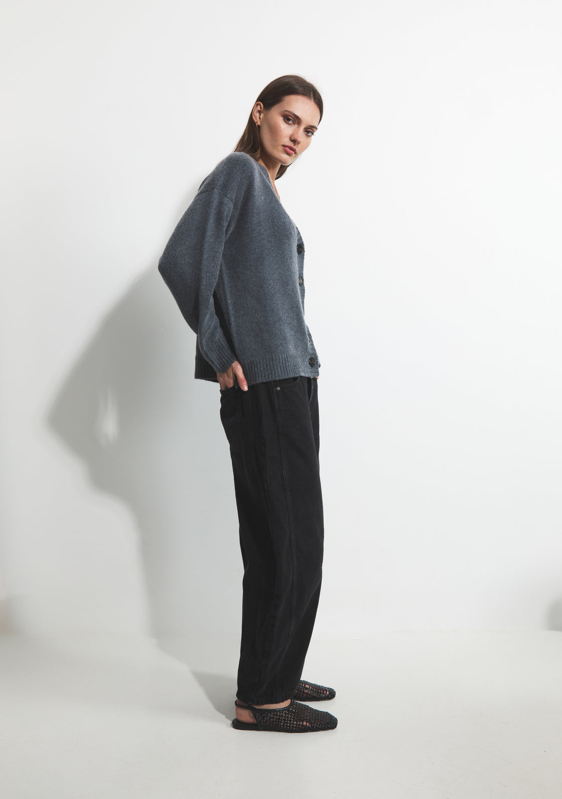 Cashmere Willow Cardigan - Charcoal