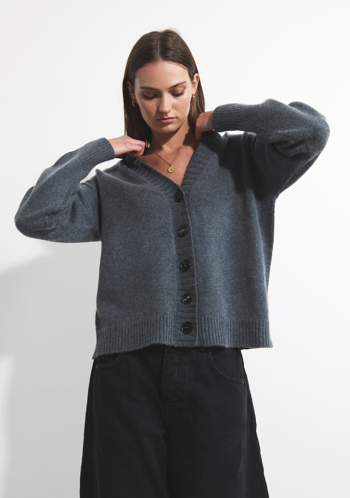 Cashmere Willow Cardigan - Charcoal