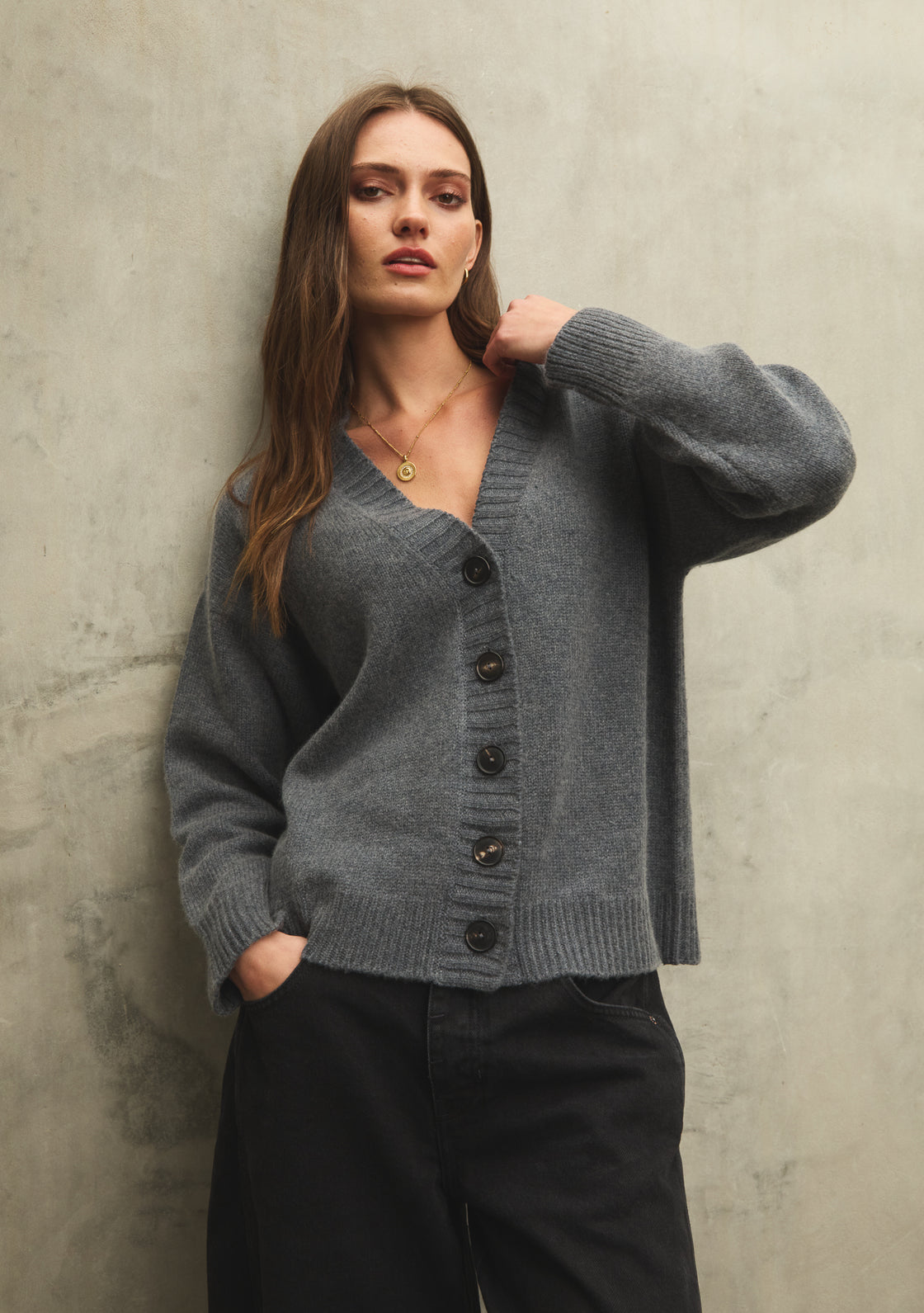 Cashmere Willow Cardigan - Charcoal