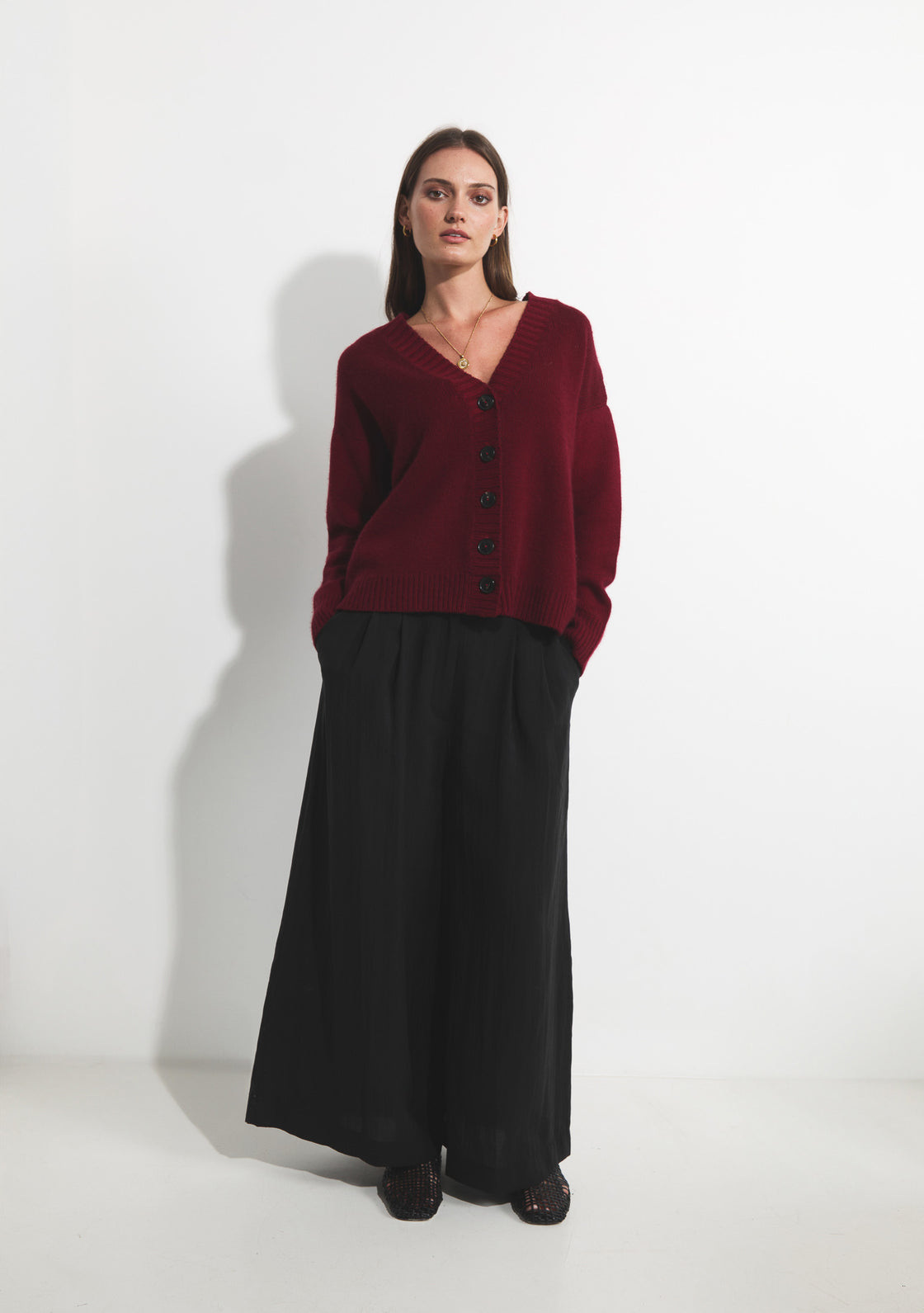 Cashmere Willow Cardigan - Ox Blood