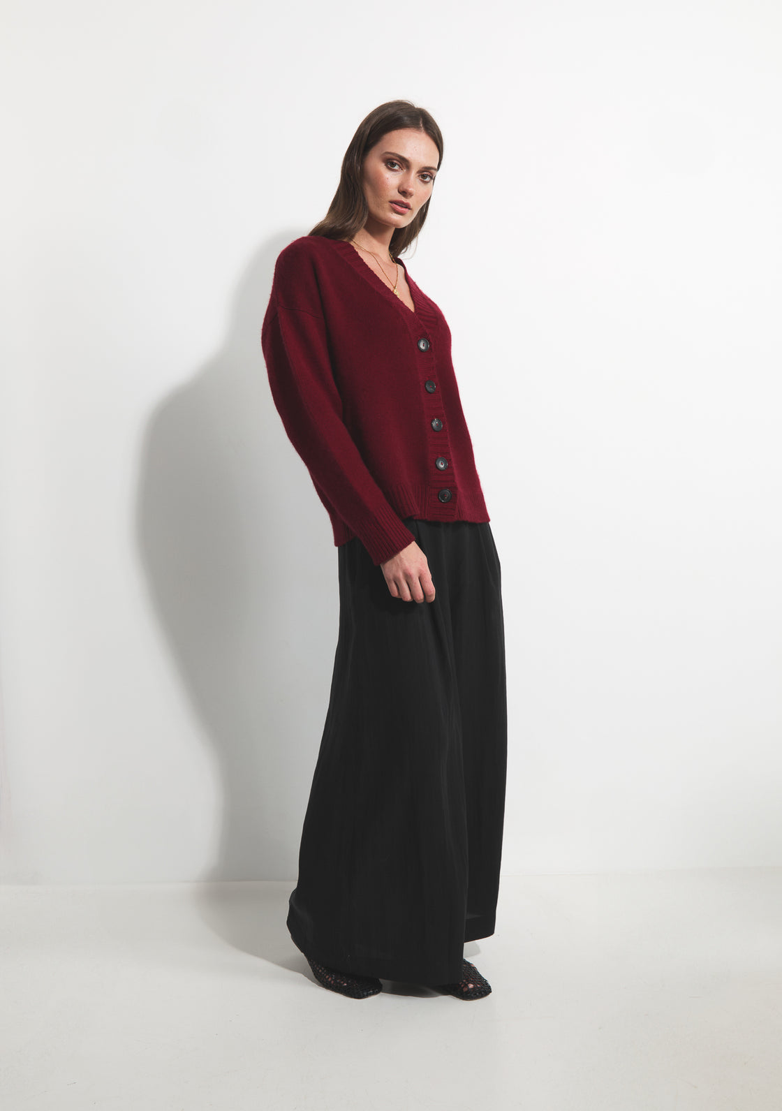 Cashmere Willow Cardigan - Ox Blood