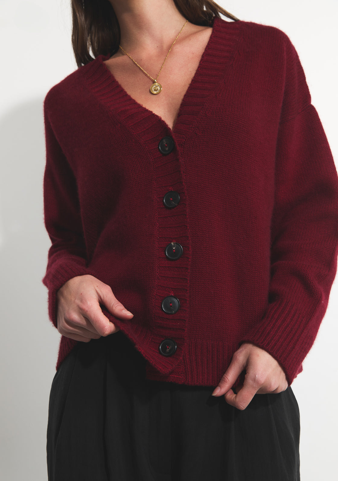 Cashmere Willow Cardigan - Ox Blood