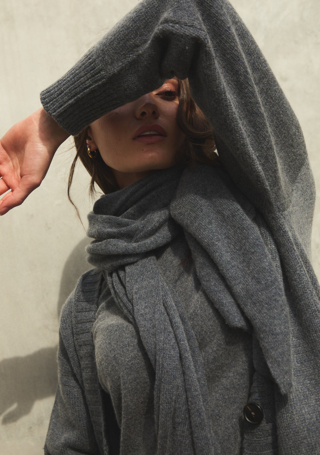 Oversized Cashmere Travel Shawl - Charcoal