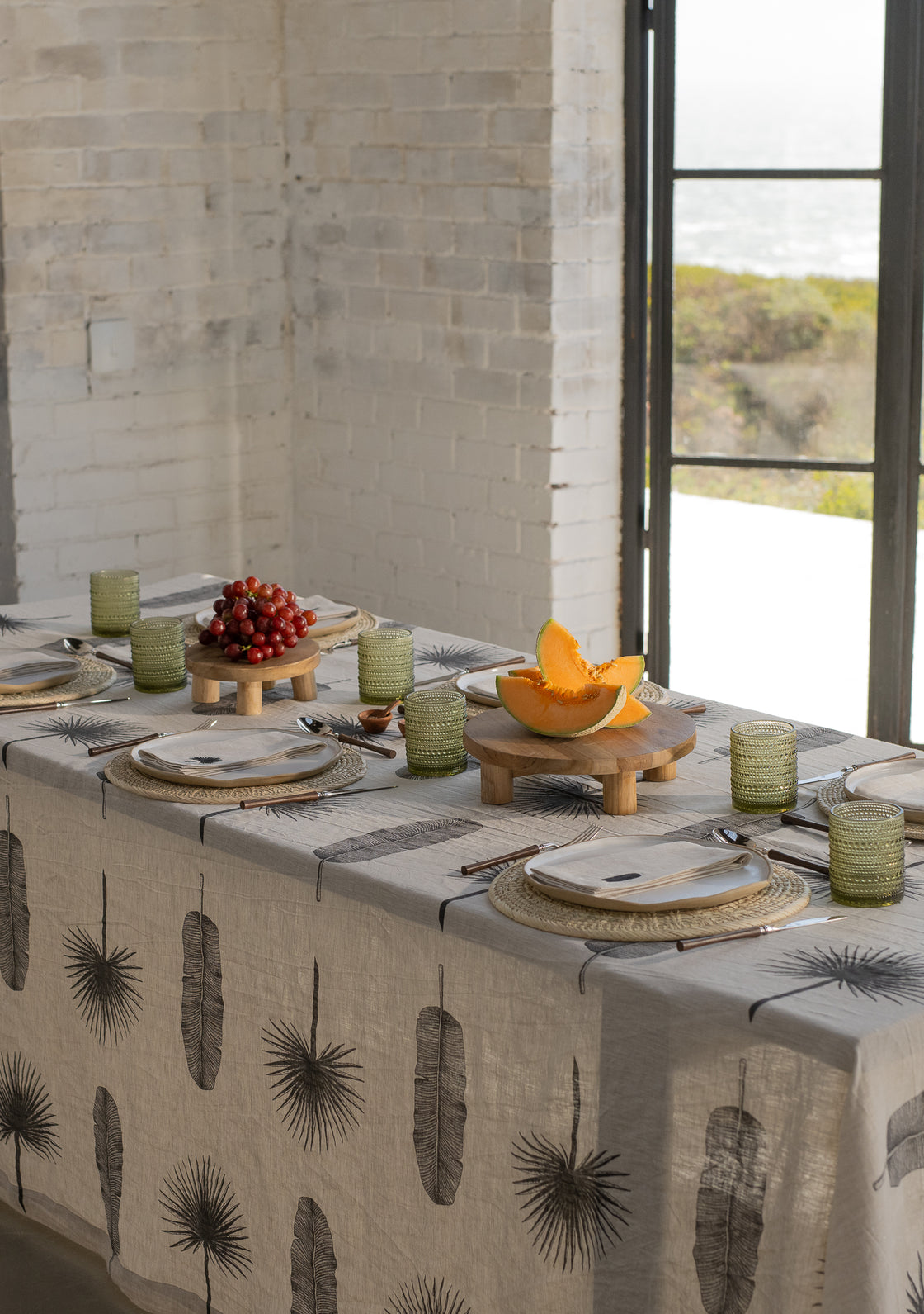 Palm Leaf Linen Tablecloth