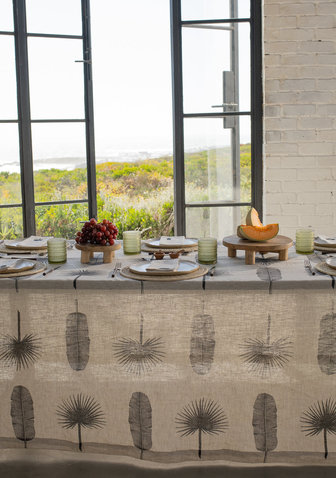 Palm Leaf Linen Tablecloth