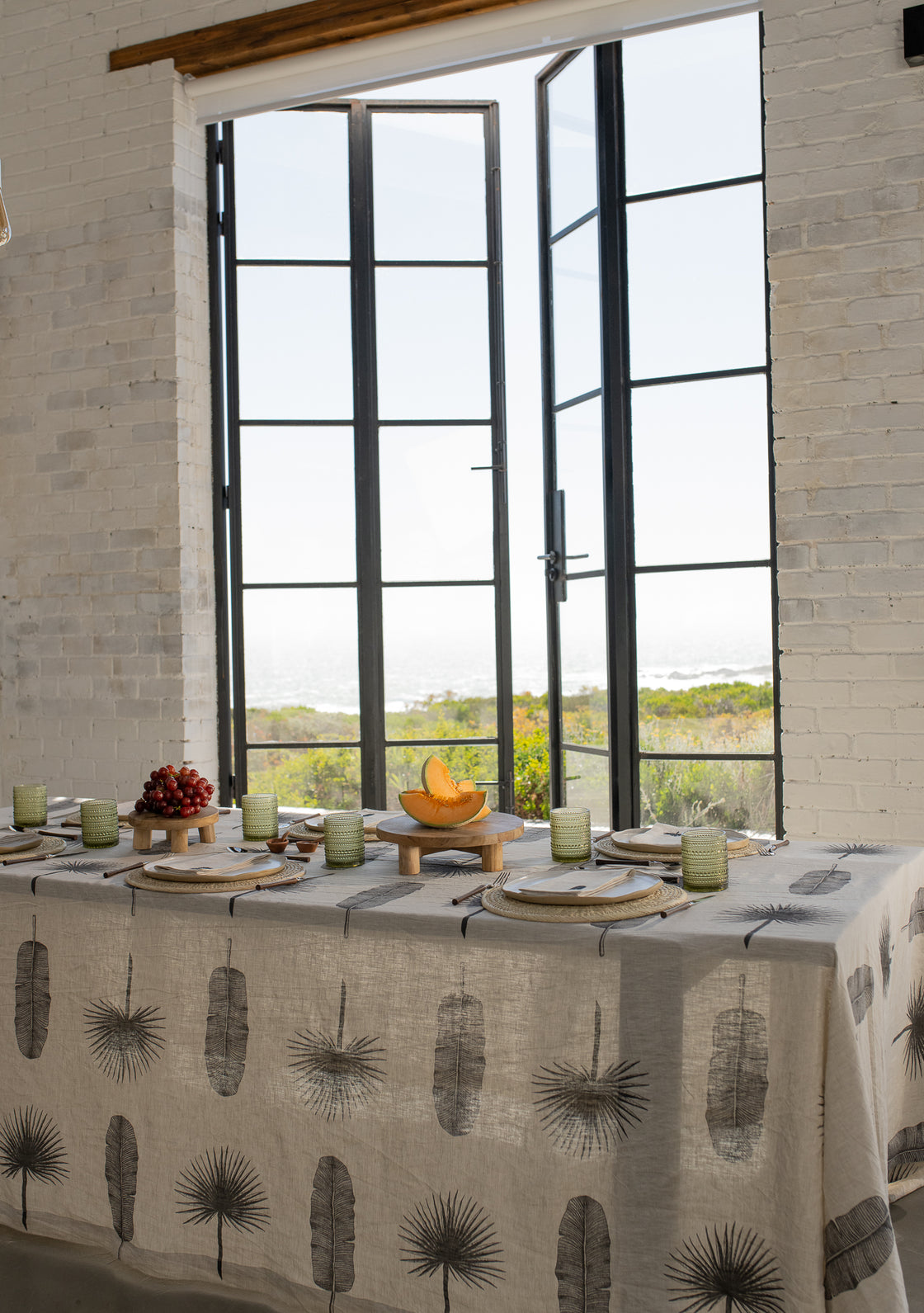 Palm Leaf Linen Tablecloth