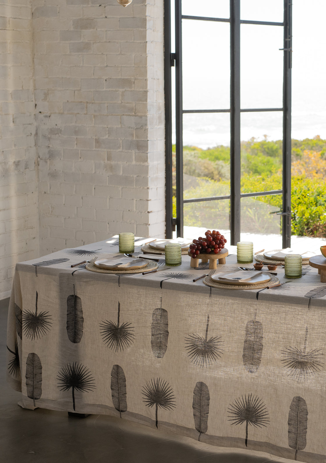 Palm Leaf Linen Tablecloth