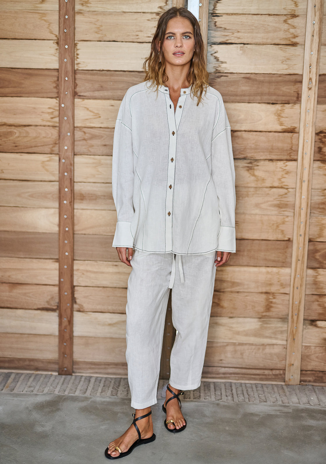 Pepper Linen Embroidered Over-Sized Shirt