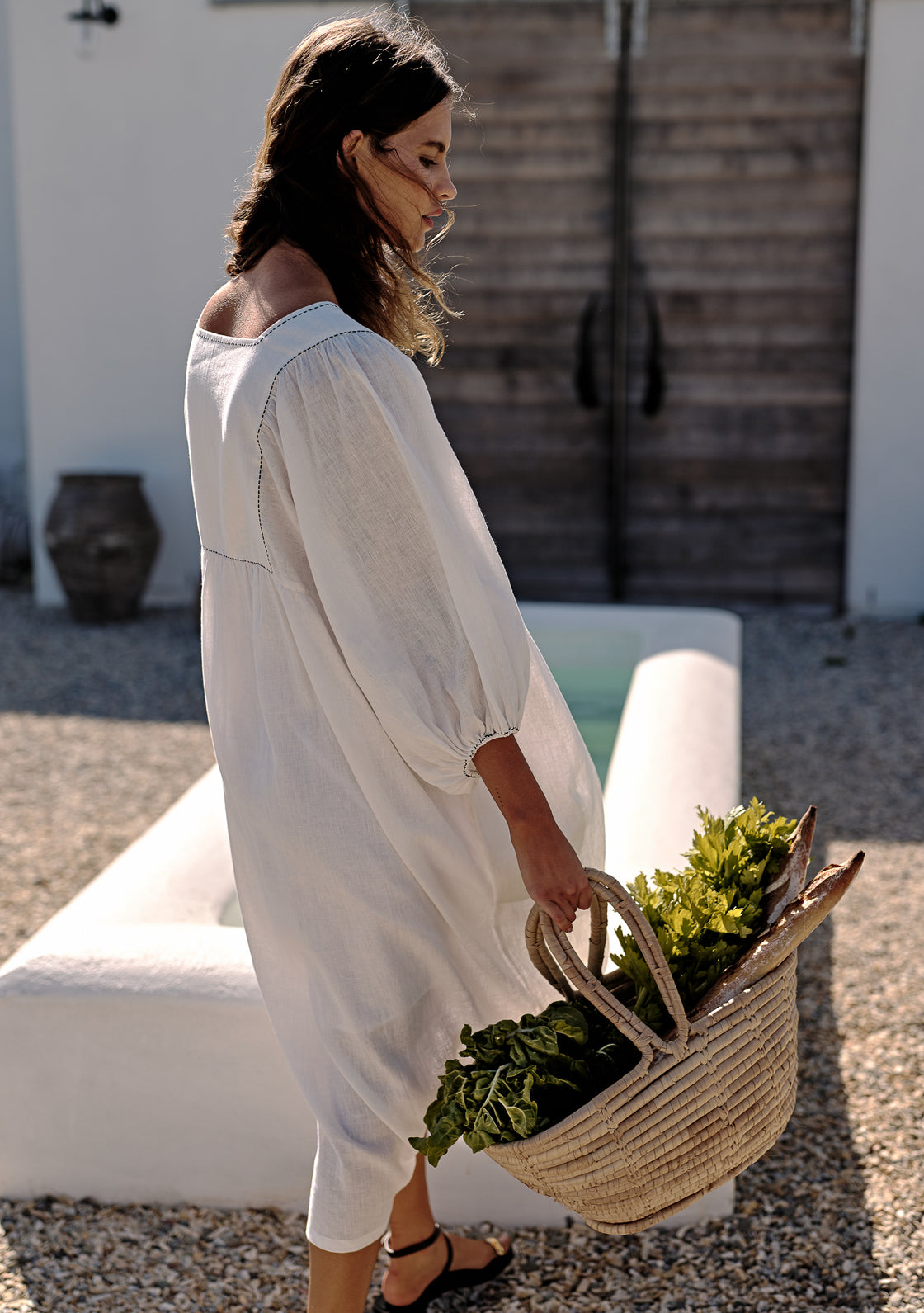 Linen Rosemary Dress with Embroidery