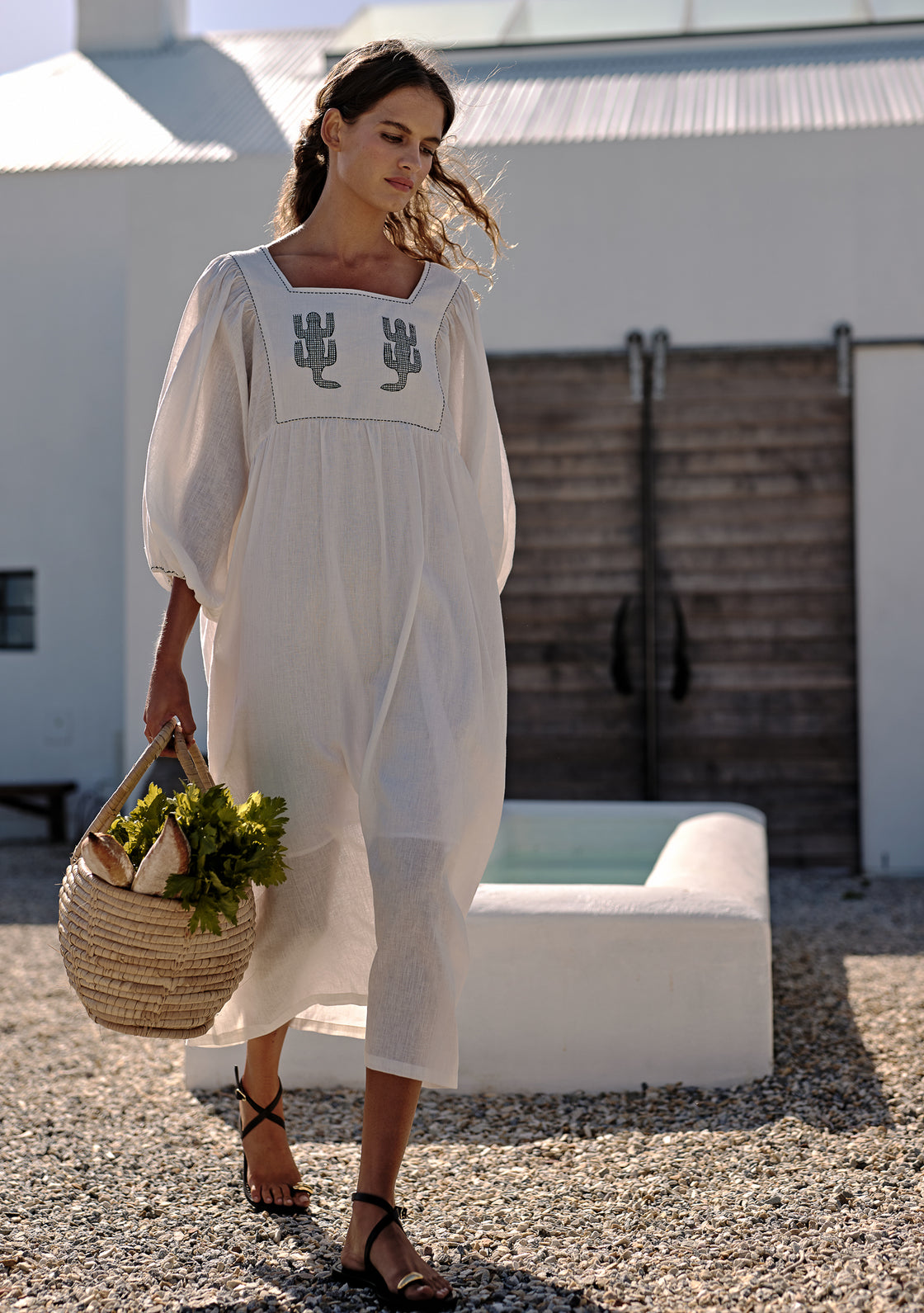 Linen Rosemary Dress with Embroidery