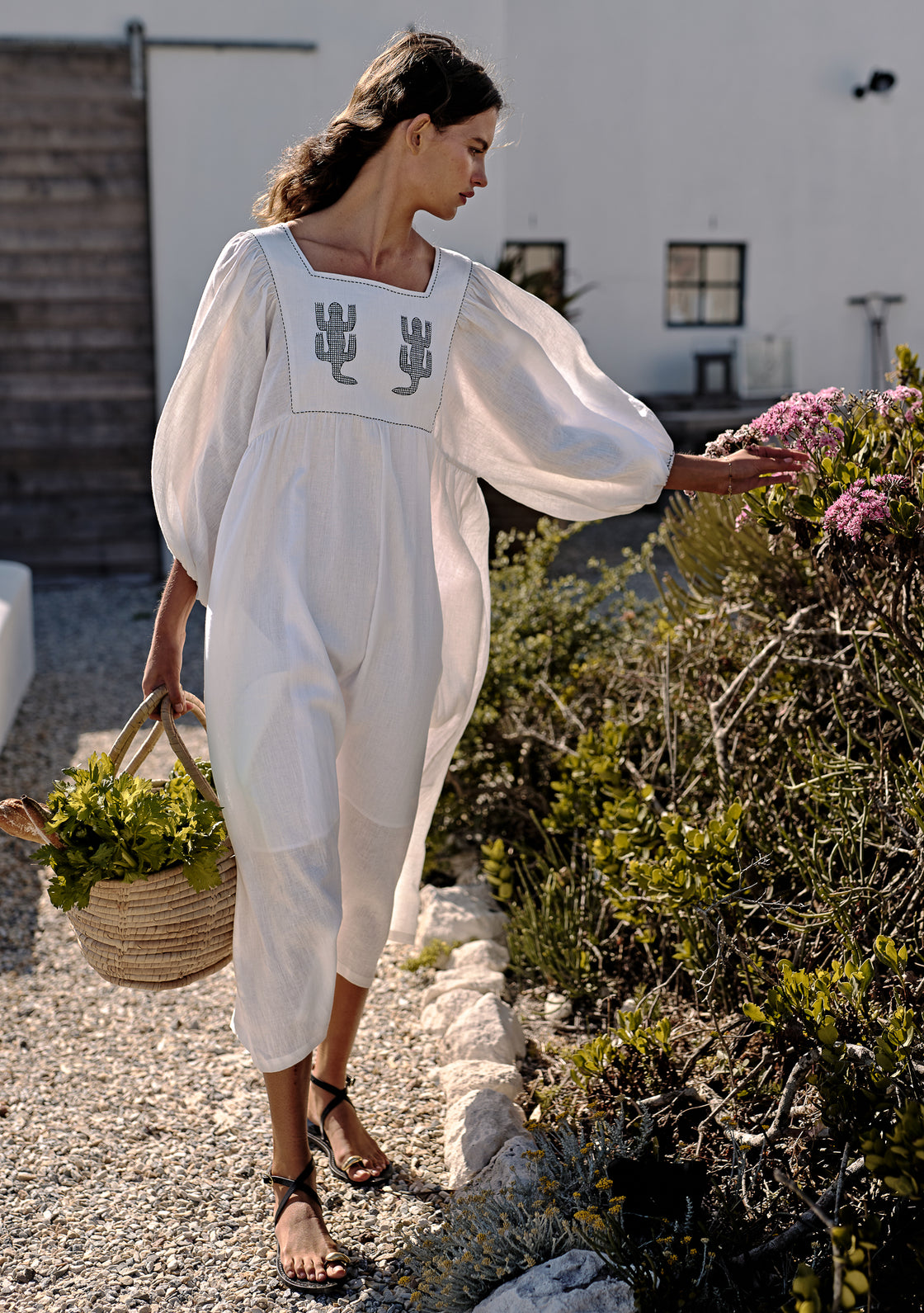 Linen Rosemary Dress with Embroidery