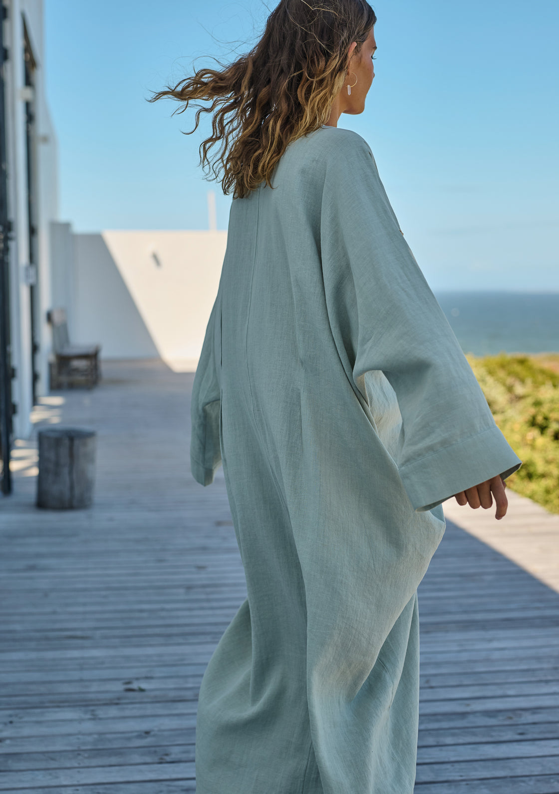 Linen Turmeric Dress in Sage