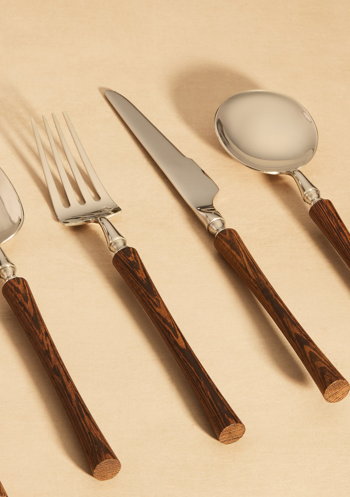 Wooden Stainless Steel 5 Piece Cutlery Set