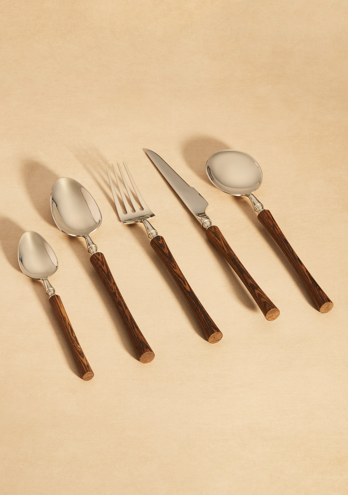 Wooden Stainless Steel 5 Piece Cutlery Set